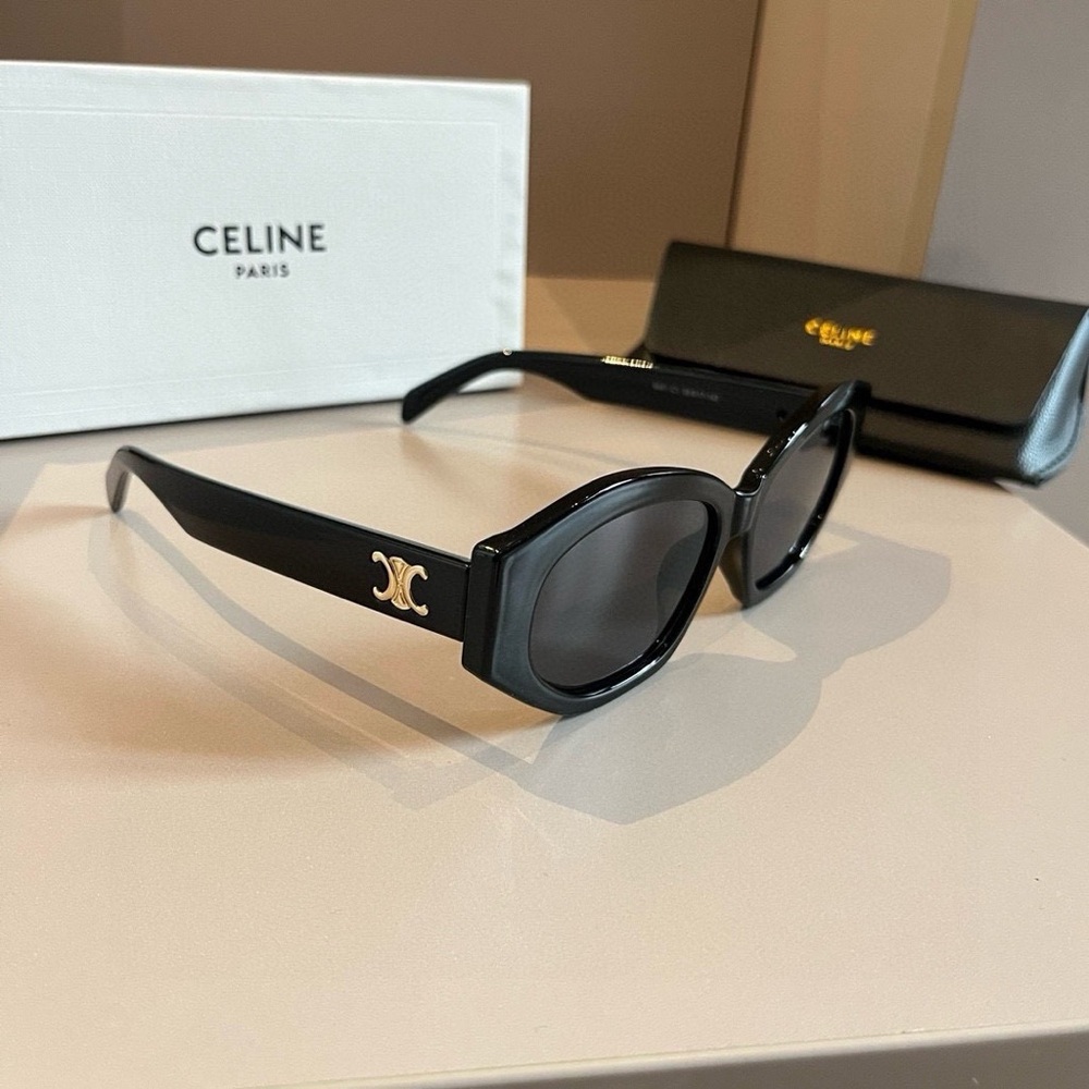 CELINE Dark Lens Cat Eye Sunglasses Black Frame OS - Picture 2 of 7